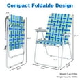 thumbnail image 3 of Ktaxon 1Pc Oversize Patio Lawn Folding Chair, Outdoor Webbed Portable Seating, Lightweight Steel Beach Dining Chair for Outdoor Yard, Garden (Blue, Oversized), 3 of 8