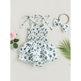 thumbnail image 2 of Bagilaanoe Newborn Baby Girl Rompers Dress Floral Print Short Sleeveless Bodysuit + Headband 6M 9M 12M 18M Infant Summer A-Line Dress, 2 of 8