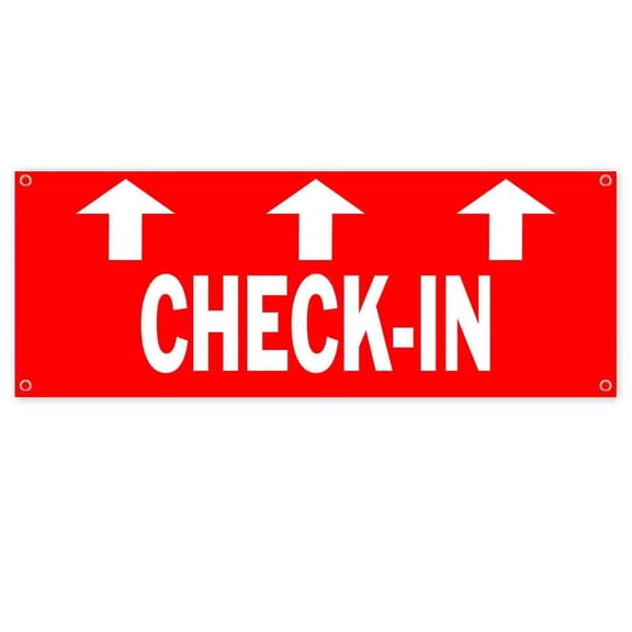 Check-In Up 13 oz Vinyl Banner With Metal Grommets