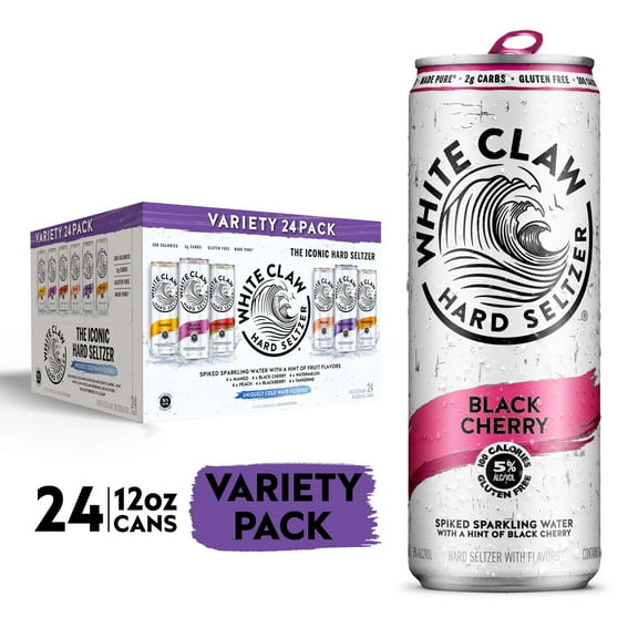 White Claw Hard Seltzer Variety Pack, 24 Pack, 12 fl oz Cans, 5% ABV