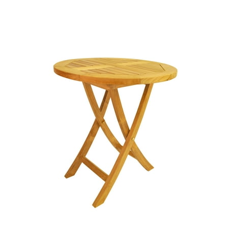 Round Bistro Folding Table - Teak Patio Table - Outdoor Garden Table - Portable Folding Table