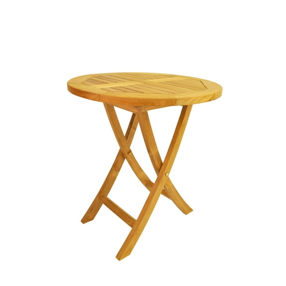 Round Bistro Folding Table - Teak Patio Table - Outdoor Garden Table - Portable Folding Table