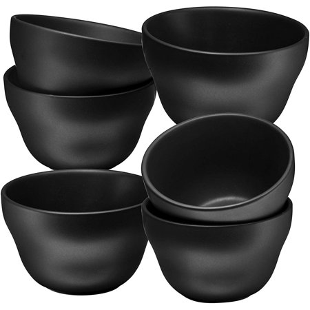 Black Porcelain Dessert Bowls Set – 8 Oz Durable Ceramic Bowls set of