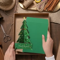 FastXmas Christmas Greeting Card,Christmas Tree Shaped Greeting Cards,5.4"x7.3" Merry Christmas Greeting Card,Small Card Christmas Tree Paper Cuttings Blessing Message Card for Friends,Family