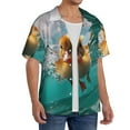 thumbnail image 2 of Pofeuu Underwater Swimming Duck Print Mens Casual Short Sleeve Shirts Beach Summer Spread Collar Pocket Tops Men's Casual Short-sleeved Shirt-X-Large, 2 of 5