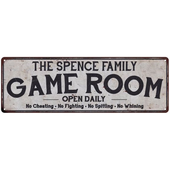 THE SPENCE FAMILY Gift Game Room Country Metal 6x18 Sign 206180042596