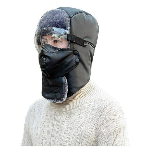 PMVFHDE Adjustable Winter Cycling Set with Integrated Eye Cover Wind and Cold Weather Block for Adult Riders Black