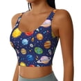 thumbnail image 2 of Gukieu Space Planet Print Women's Sports Vest, Low-neck U-shaped Removable Pad Sports Bra for Yoga, Exercise, Dance-Medium, 2 of 8