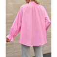 thumbnail image 4 of Women Shirt Long Sleeved Button Up Shirt Pleated V Neck Shirt Loose Casual Fluffy Top, 4 of 5