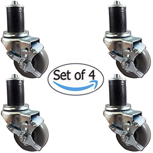 4 Work Table Wheels Expanding Stem Casters 2" inch w/Brakes for 1 inch ID TUBING 