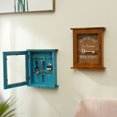 thumbnail image 2 of Nordic Style Solid Wood Wall-Mounted Key Storage Box with Letter Patterns, Dustproof Door and Hooks, 21x6x25 cm Compact Design, Includes 3Nails – Blue (Non-Imported, Non-Customizable), 2 of 6
