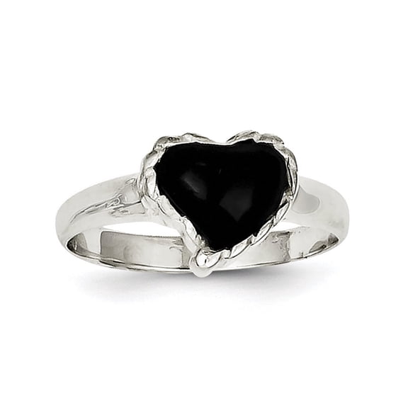 Sterling Silver Onyx Heart Ring
