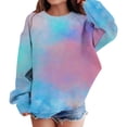 thumbnail image 4 of Girls Cute Tie Dye Fleece Sweatshirts Crewneck Loose Gradient Long Sleeve Casual Streetwear School Outfit Fall Winter Clothes, 4 of 7