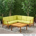 thumbnail image 4 of Noble House Perla 6-Pc Outdoor Wood Chat Set with Green Water Resistant Cushions, 4 of 4