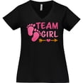 thumbnail image 3 of Inktastic Team Girl Pink Footprints and Arrow Women's Plus Size V-Neck T-Shirt, 3 of 5