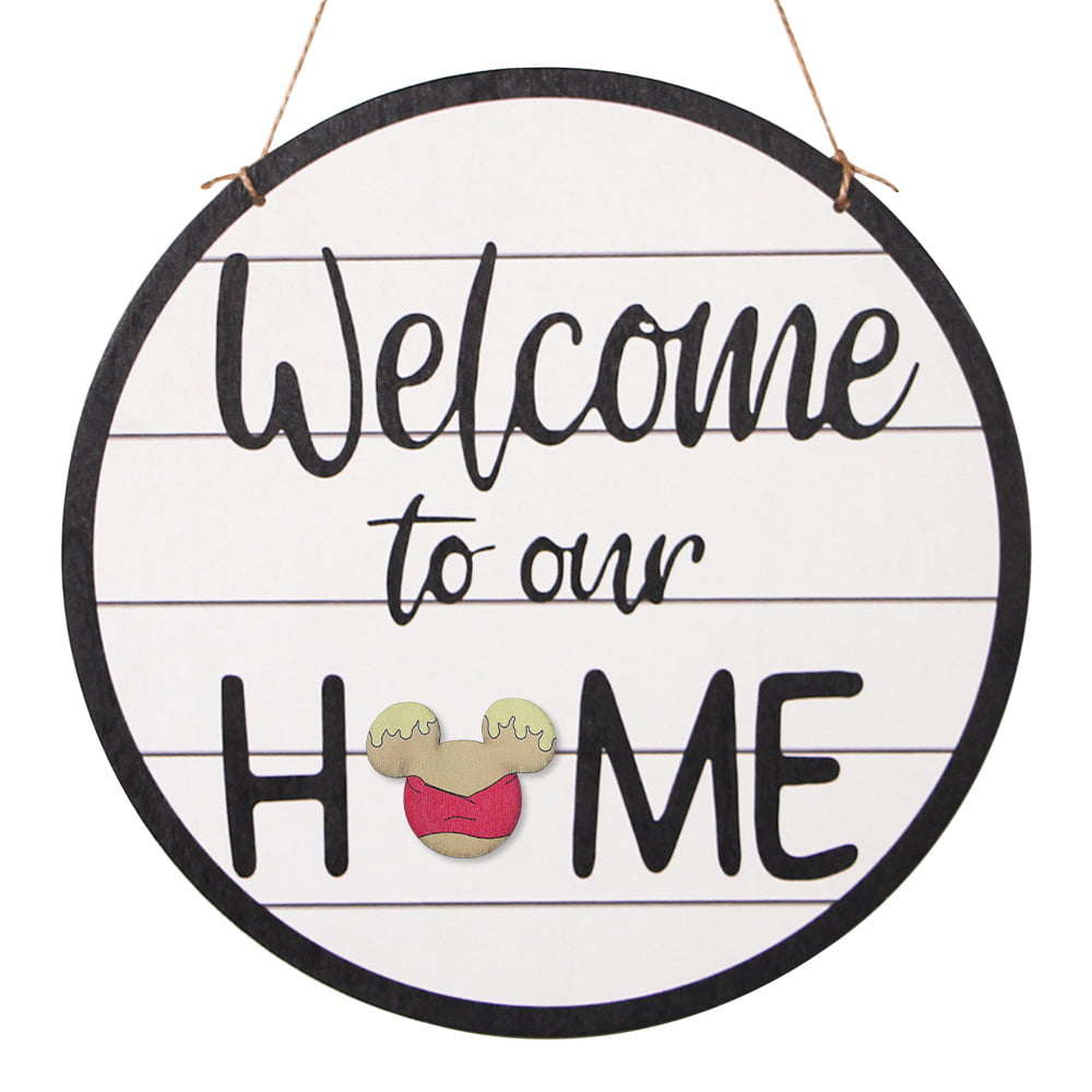 Mi-ckeys Welcome to Our Home Interchangeable Icons Sign Welcome Sign Door Hanger for Home with 20 Shapes Logos