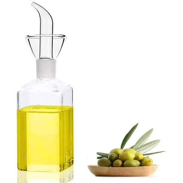 Botella de Cristal de 250ML, Botella de Aceite de Oliva y Vinagre con Sistema Antigoteo, Vinajera de Capacidad Ideal para Verter Aceite y Otros Líquidos, Fácil de Limpiar JFHHH pequeña