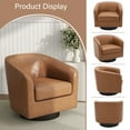 thumbnail image 2 of DREAMSIDEA PU Leather Swivel Barrel Club Chair, Modern Accent Chairs Set of 2 Upholstered Round Armchair for Living Room, Office, Bedroom -Brown, 2 of 5