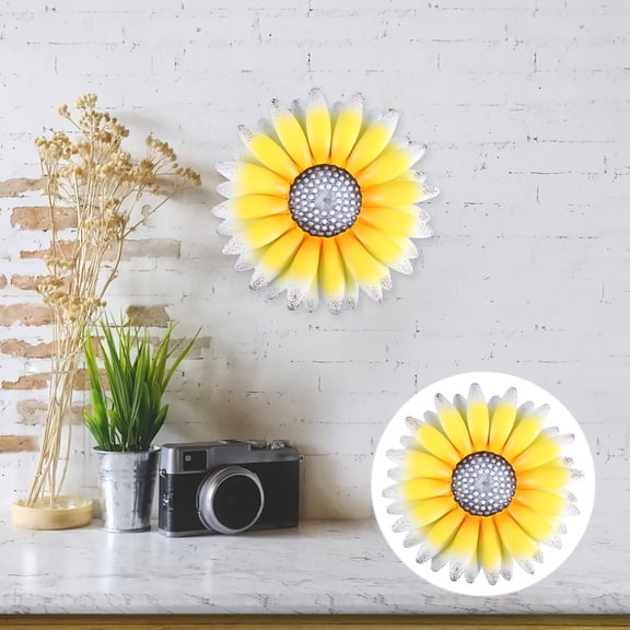 LEORX Metal Flower Wall Decor Flower Wall Light Yellow Hanging Decorations for Home 1Pack