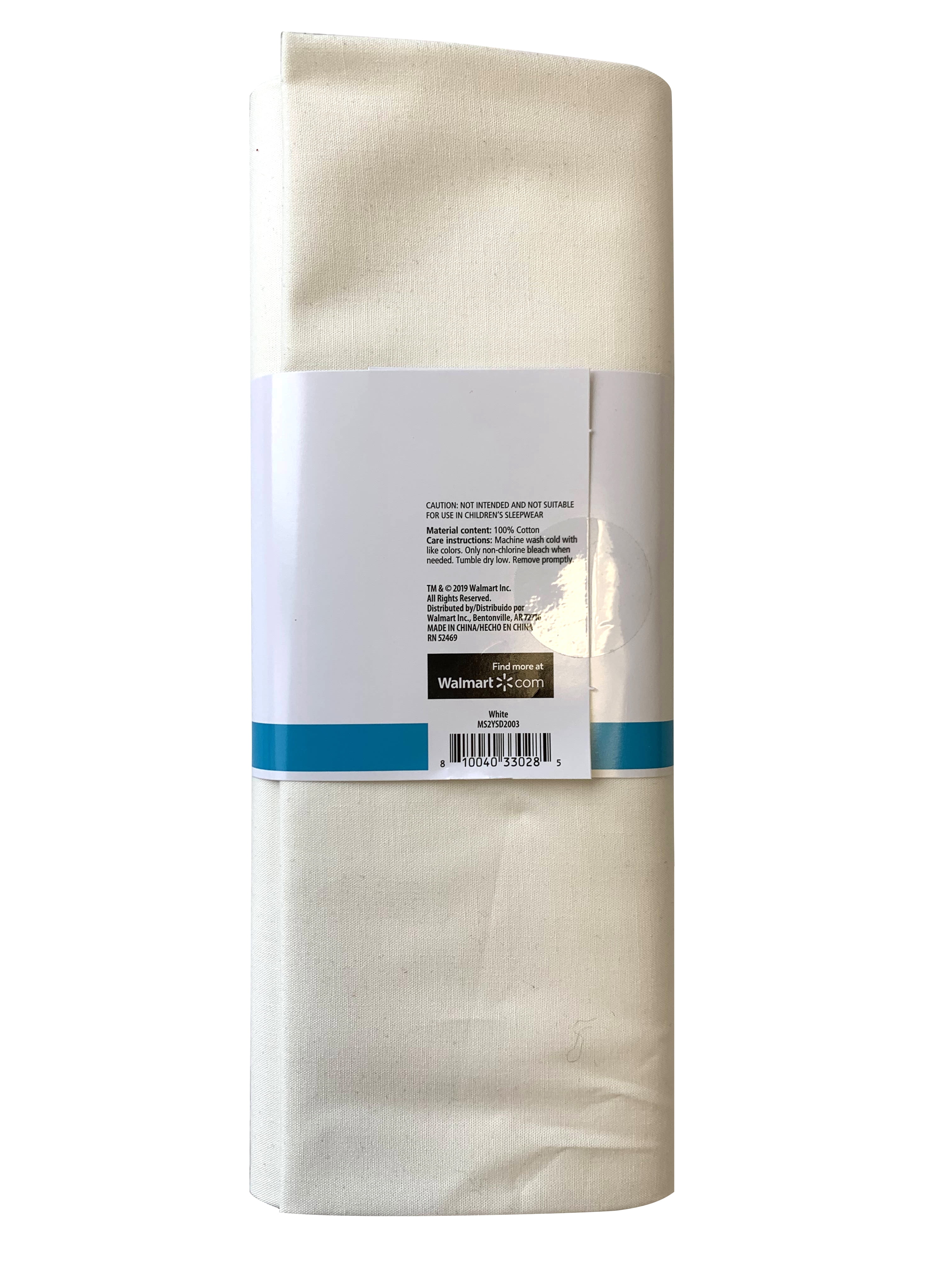 Mainstays 100% Cotton 44" Wide x 2 Yards Precut Fabric Solid White Print Sewing & Crafting Fabric, 1 Each