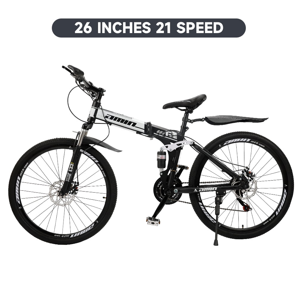 Folding Mountain Bike, Shimano 21 Speed, 26 Inch Adult Bicycle Dual Disc Brake Foldable Bike for Men Womens