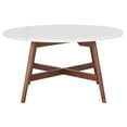 thumbnail image 4 of SAFAVIEH Maja Round Marble Coffee Table, Marble/Walnut, 4 of 10