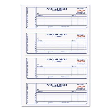 Rediform Purchase Order Book, 2 3/4 '' x 7'', White; Blue