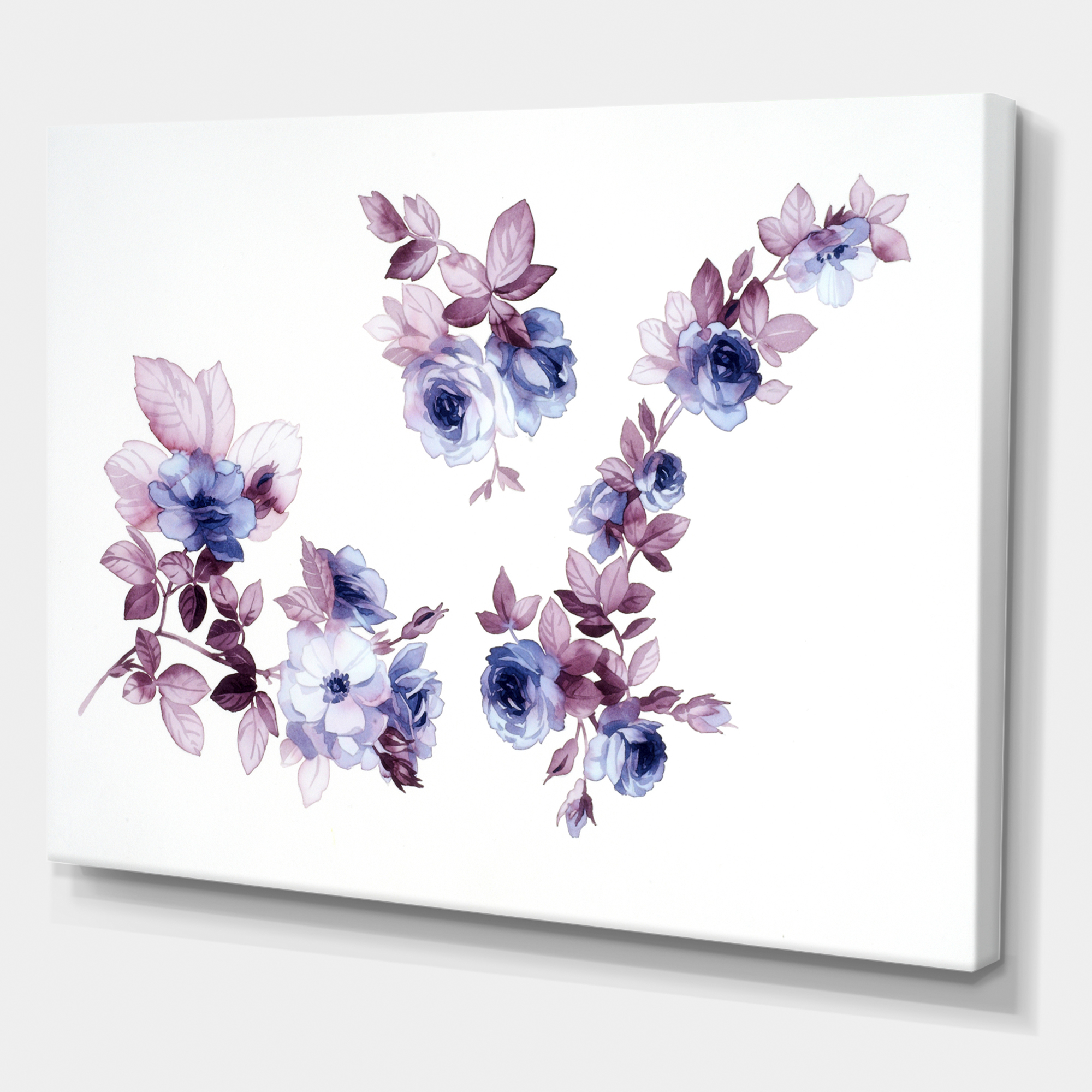 Designart ' Purple Wildflowers On White I ' Traditional Canvas Wall Art Print
