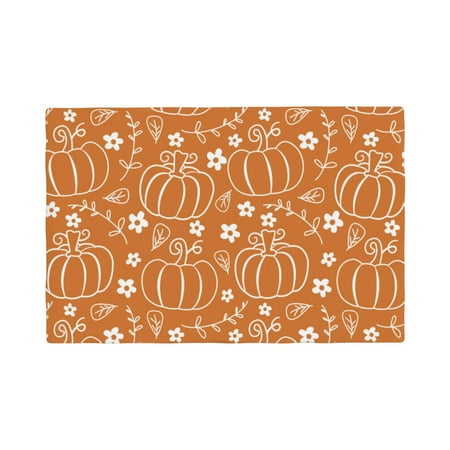 

Placemats Set of 4 Hand-drawn Pumpkin with Flowers Heat Resistant Non - Slip Place mats Waterproof table mat for Kitchen Dining-4片装