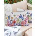thumbnail image 6 of Waterproof Throw Pillow Covers, Spring Floral Flowers Pink Blue Purple Red Decorative Pillowcase Soft Cushion Case for Patio Couch Tent Balcony, Set of 2 Rectangle, 20"X12", 6 of 6