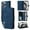 Blue, variant on ELEHOLD Case for iPhone 16 Pro Max, PU Leather Zipper Wallet Flip Folio Case with Card Holder & Wrist Strap & Stand,Brown