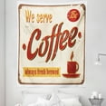 thumbnail image 1 of Retro Tapestry, Tin Rusty Faded Fresh Brewed Coffee Print from Old Days Fifties Style Art Work, Fabric Wall Hanging Decor for Bedroom Living Room Dorm, 5 Sizes, Cream Red Orange, by Ambesonne, 1 of 1