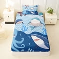 thumbnail image 3 of Erosebridal Marine Shark Twin Sheet Sets for Kids, Blue Octopus Coral Bedding, 3 Pieces, 3 of 5