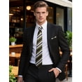 thumbnail image 3 of Barry.Wang Olive Green Silk Ties for Men Sets Woven Black Striped Formal Necktie Pocket Square Cufflinks Wedding Party 4PCS White, 3 of 6