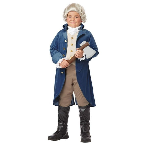Boys George Washington Costume - M Blue Medium George Washington