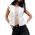 thumbnail image 2 of Shihyeh Womens Tie Front Vest Top Floral Embroidered Eyelet Tank Tops Sleeveless Going Out Shirts, 2 of 9