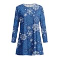 thumbnail image 5 of Wangmeiwg Christmas Dresses for Women Stylish Flowy T-Shirt Dress for Women Casual Comfort with Elegant Print Design and Relaxed Fit M Dark Blue, 5 of 7