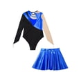 thumbnail image 6 of inlzdz Sheer Mesh Long Sleeve Gymnastics Leotards for Girls Sparkle Ballet Dance Skating Costume Royal Blue 8, 6 of 7