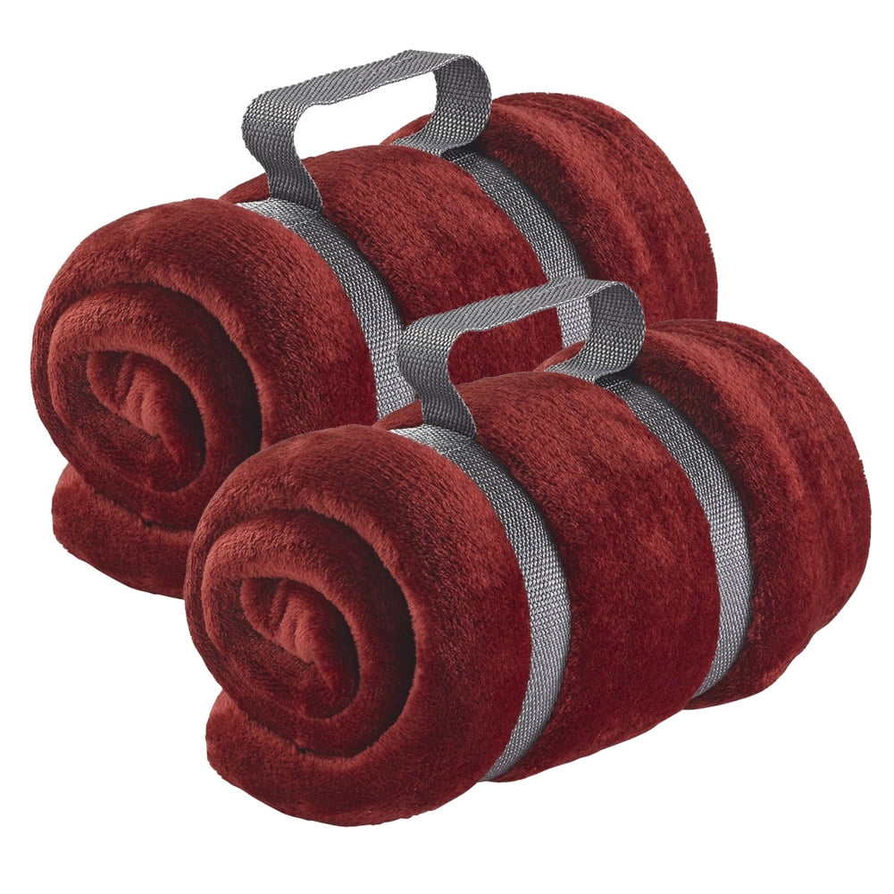 Blanket For Travel, Burgundy Microplush Soft Packable Warm Travel