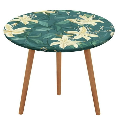 

ZHANGS Graceful Honeysuckle Patch 1683 Round Table Cover Stain-Resistant Fitted Tablecloth Oil-Proof Wipeable Elastic Table Cover Waterproof Table Cloth for Halloween Thanksgiving Christmas