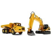 Top Race Construction Truck and Excavator Toy Set - 2 Diecast Metal Vehicle Toys for Kids 8+