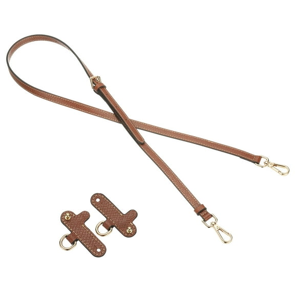 Leather Shoulder Strap, Adjustable Purse Straps Replacement Kit with Gold Clasp for Handbag, Brown