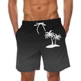 thumbnail image 2 of UVEASISHA Beach Shorts for Men Summer Casual Palm Tree Gradient Print Swim Shorts Big and Tall Drawstring Elastic Waist Board Shorts with Pockets Dark Gray L, 2 of 5