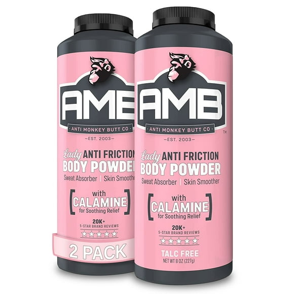 Anti Monkey Butt Poudre pour le Corps pour Femmes, Poudre Sans Talc Anti-Frottement et Absorbant la Sueur avec Clamine, Formule Hypoallergénique, 8 oz (Lot de 2)