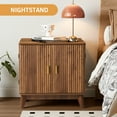 thumbnail image 6 of YOCWO Fluted Square Nightstand with Charging Station for Bedroom, Wood End Table with 2 Door for Living Room, Walnut, 6 of 7