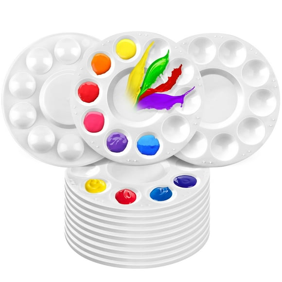 LotFancy 32 Pack Paint Tray Palettes, Plastic Paint Pallets, Painting Tray Palette, Round Paint Holder Tray, DIY Craft, Art Painting, Classes, Play Party, Kindergarten or School