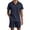Navy Blue, variant on Colsmile Men's 2-Piece Summer Outfit Set - Textured Quarter-Zip Polo Shirt & Drawstring Shorts, Casual Vacation Summer Set