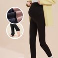 thumbnail image 2 of safuny Clearance Winter Maternity Leggings Plush Thickened Underlay Pants Over The Belly High Waist Pregnancy Pants Black, 2 of 5