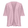 thumbnail image 6 of Jinhomg Lightweight Summer Cardigan for Women Trendy Hollow Out Eyelet Shrugs Casual Comfy Short Sleeve Open Front Cover Ups Pink M, 6 of 7