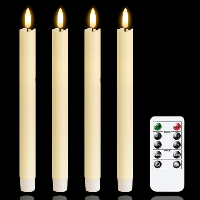 Velas cónicas LED sin llama de Mavandes, 2 x 24,5 cm, control remoto, paquete de 4
